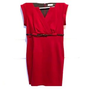Calvin Klein Burgundy Wine Belted dress. Sz 10.